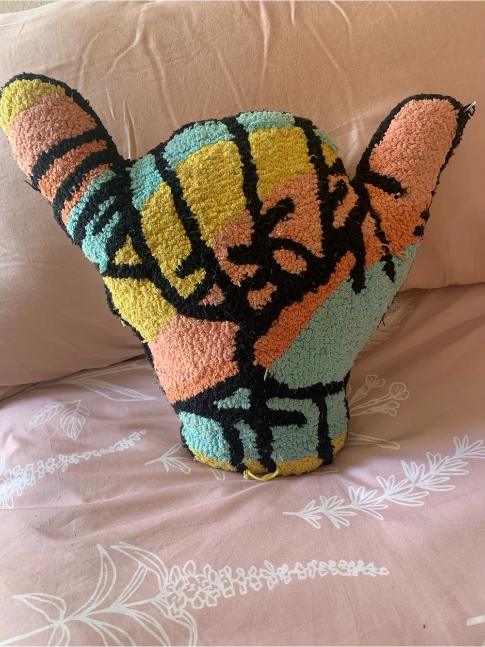 Colorful Shaka Abstract Hooked Pillow - Multicolor